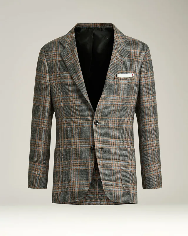 Kiton Sakko Prince of Wales grau Kaschmir einreihig