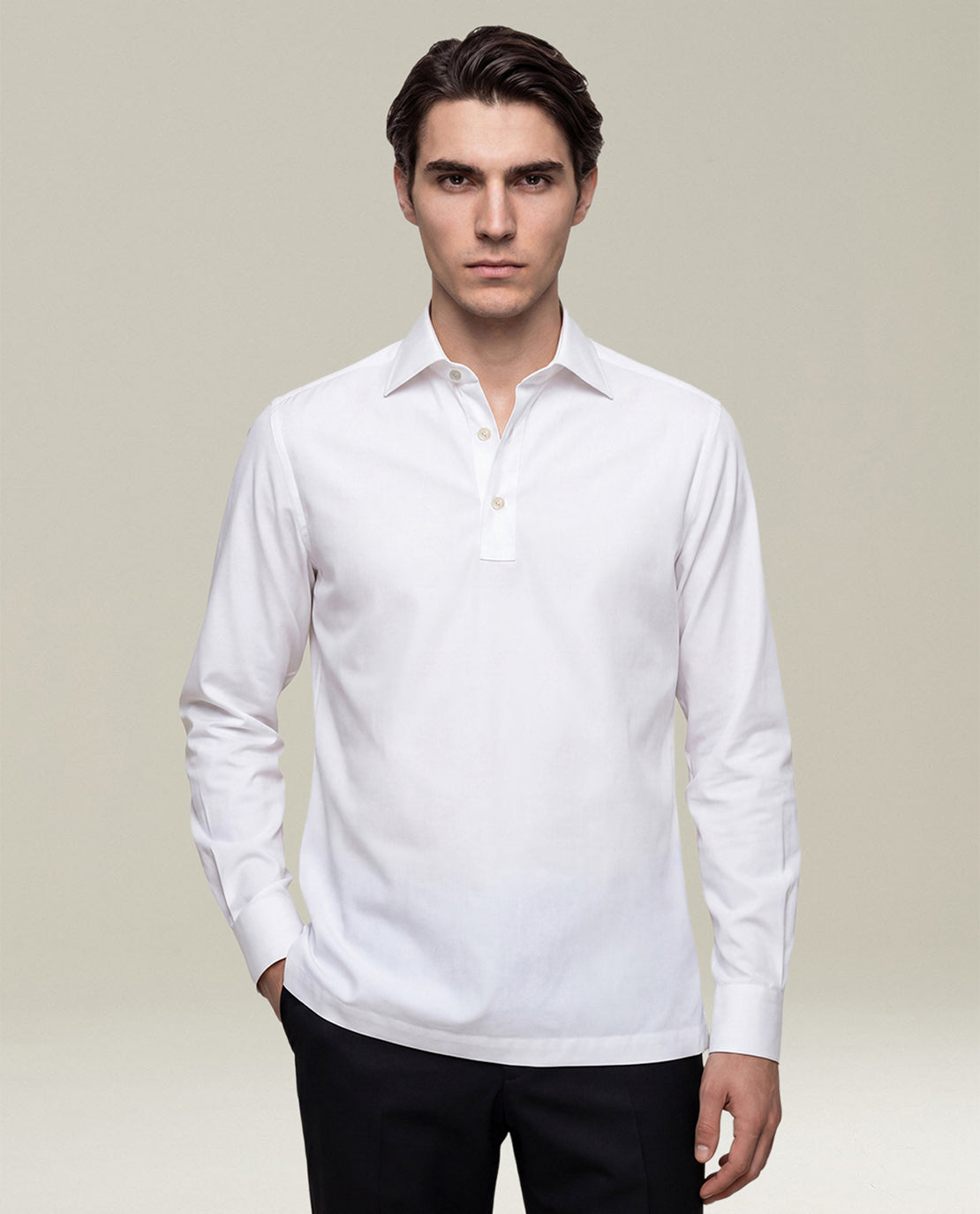 Kiton Positano Hemd Weiß Baumwolle 39 Herren