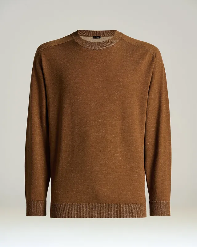 Kiton Brown Virgin Wool Crew-Neck Pullover Braun Wolle