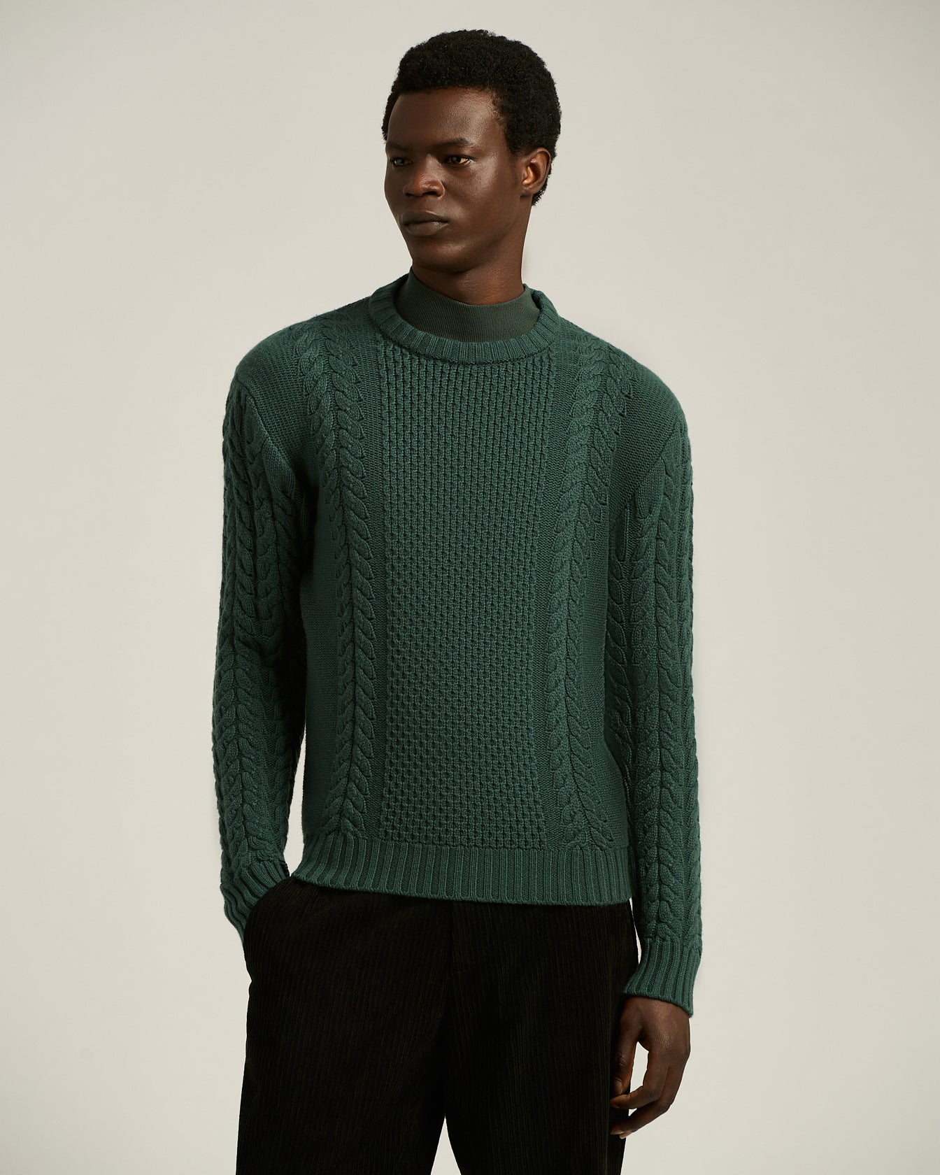 Kiton Knitwear Zopfstrick Pullover Kaschmir Grün Gr. M