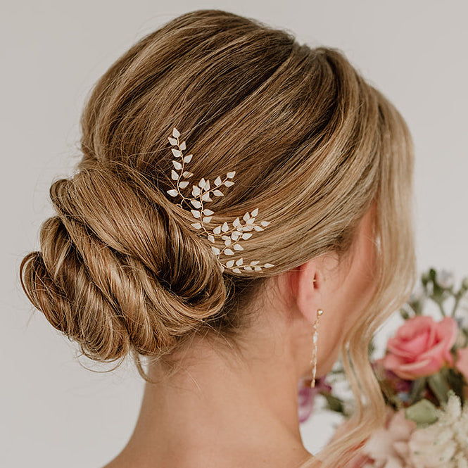 Perlenbräute Haarschmuck Lana Haarnadeln Gold 3er Set Perlen