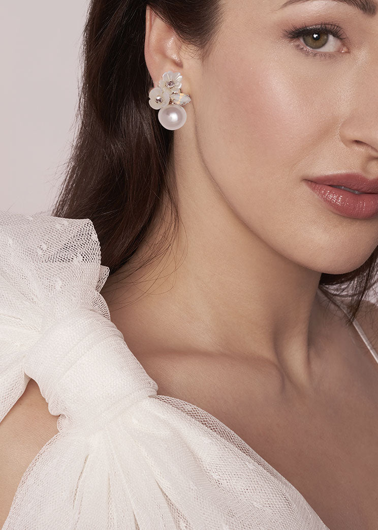 Elizabeth Bower Trill Duet Ohrstecker Gold Perle Kristall