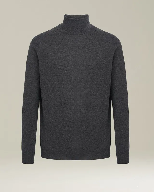 Kiton Knitwear Jersey High Neck Cashmere Pullover Dunkelgrau