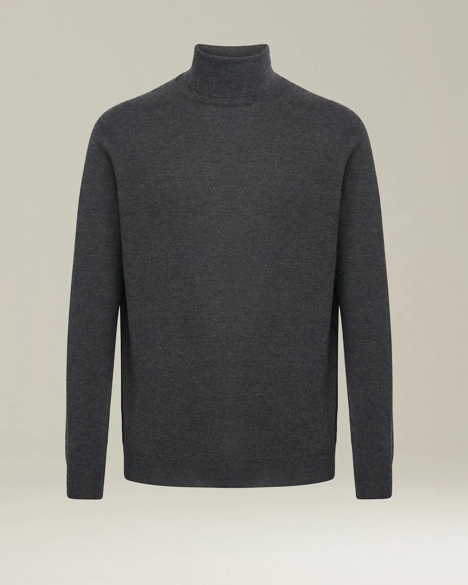 Kiton Knitwear Jersey High Neck Cashmere Pullover Dunkelgrau