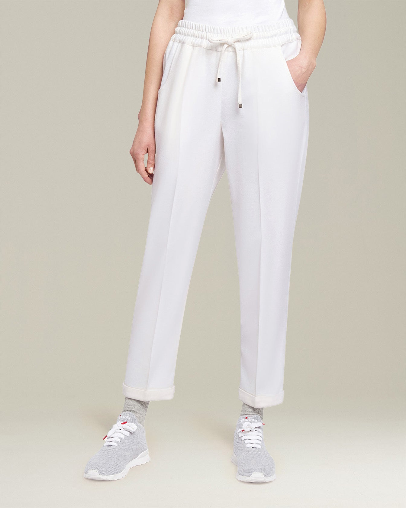 Kiton Trousers Cashmere Hose Kaschmir Weiß