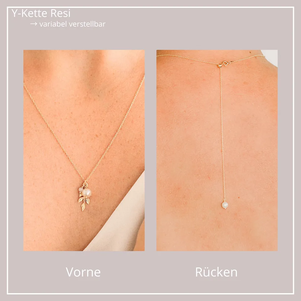 Perlenbräute Resi Y-Kette Halskette Gold 68 cm Perlen