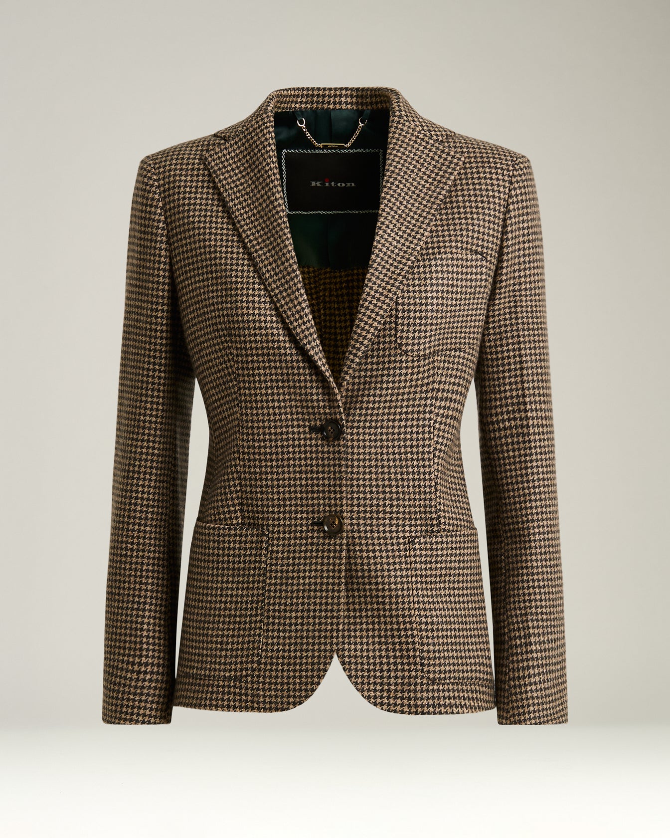 Kiton Jackets Houndstooth Blazer braun Kaschmir Damen