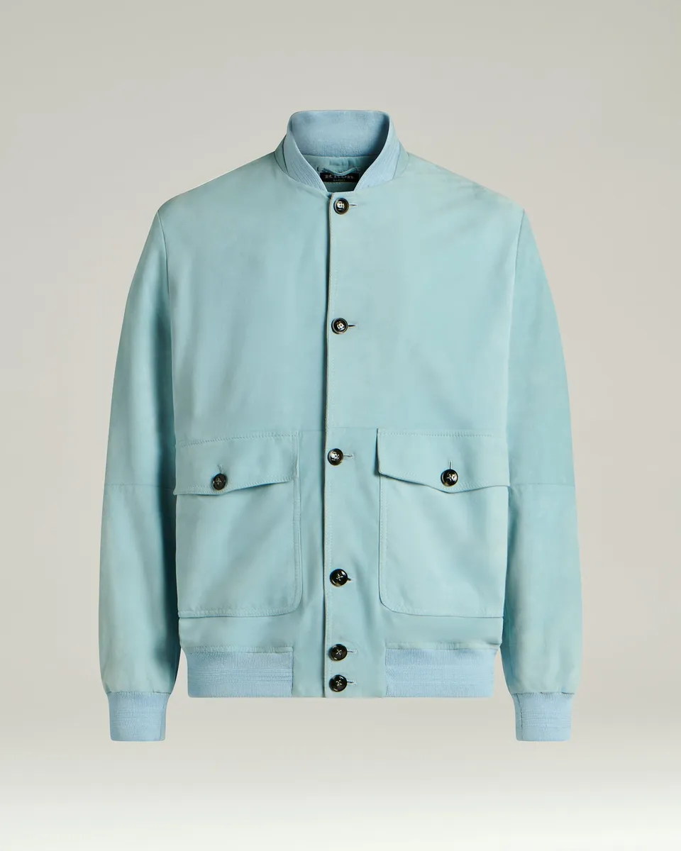 Kiton Outerwear Suede Jacket Azure Lamm Größe 50