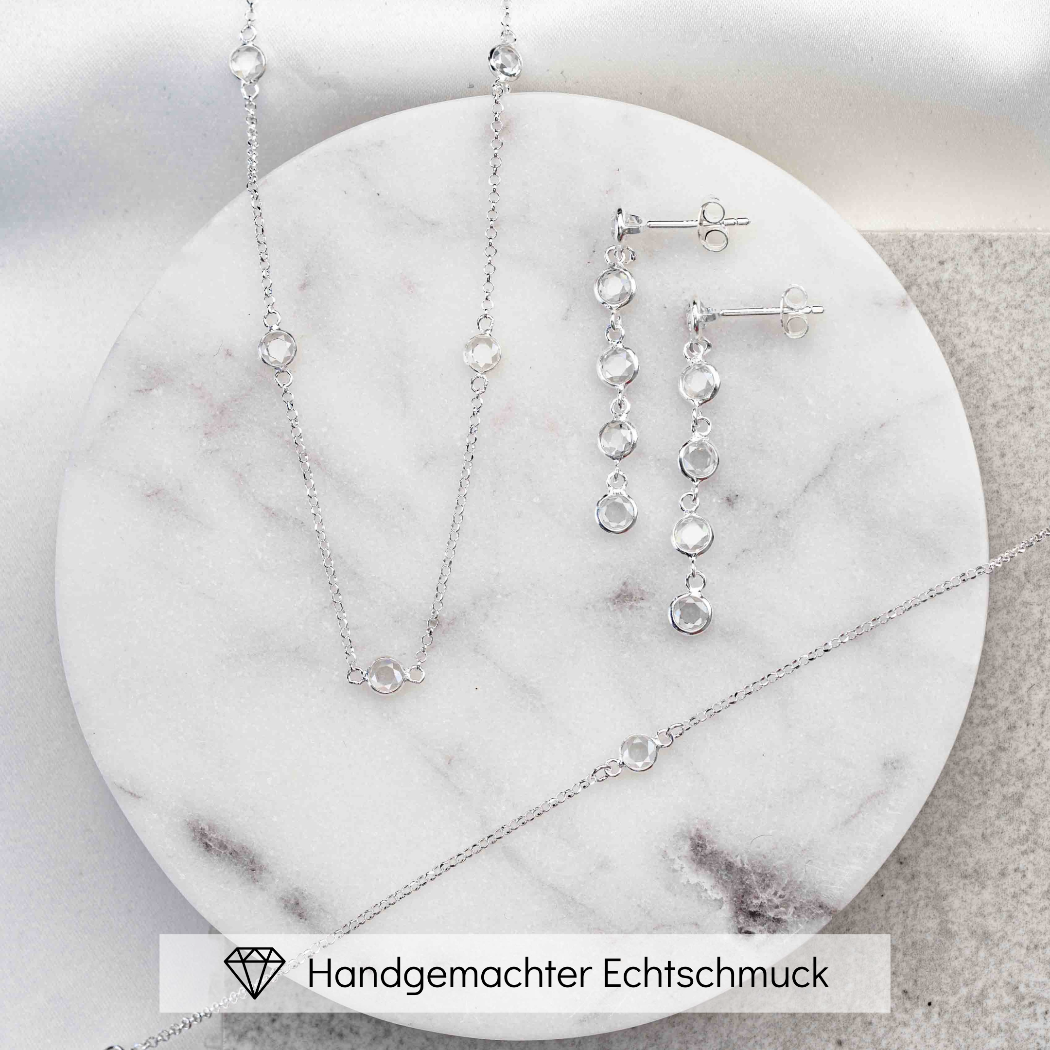 Perlenbräute Alani Brautschmuck Set Gold Zirkonia 39-44cm