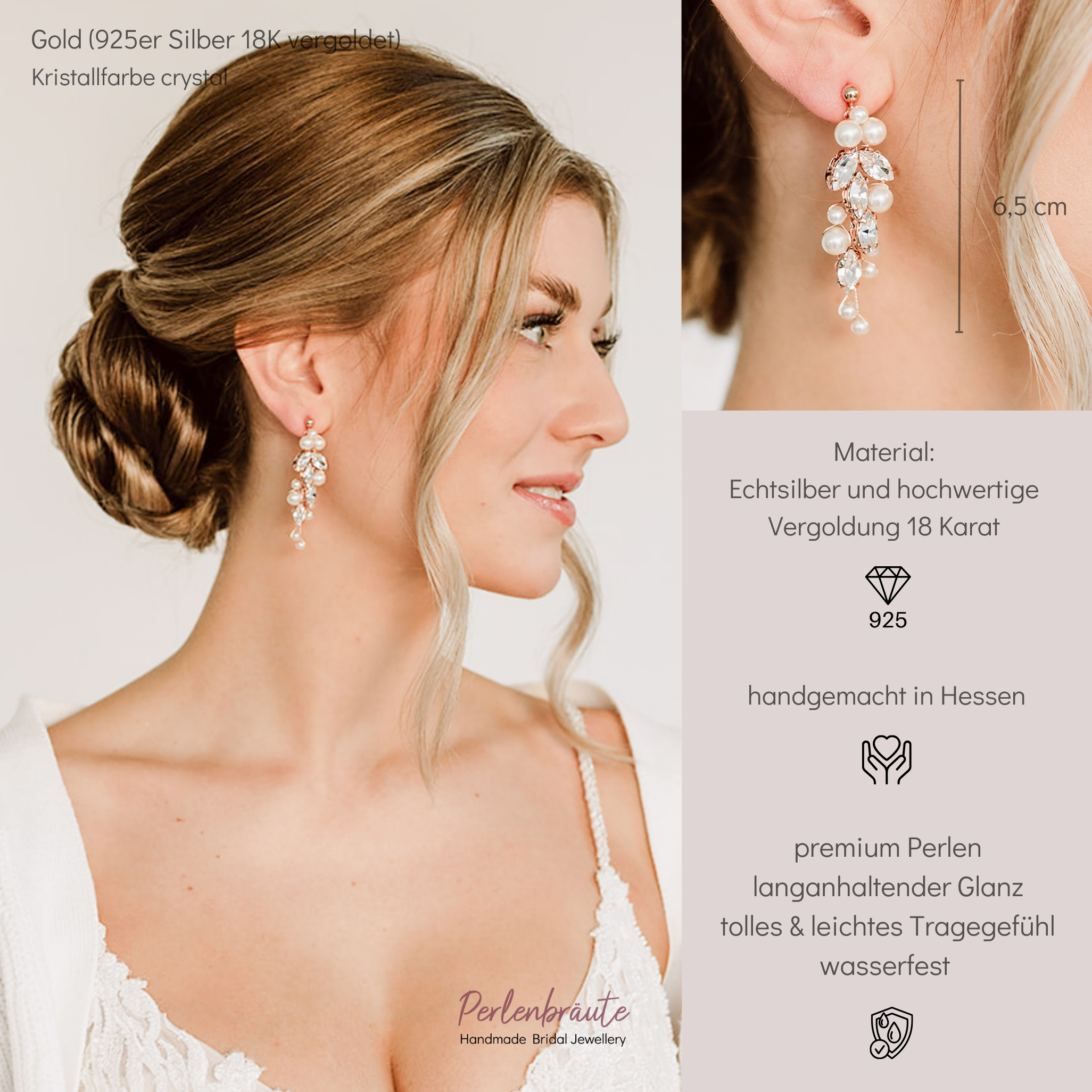 Perlenbräute Anastasia Brautohrringe Perlen Silber white opal