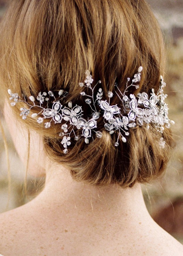 Elizabeth Bower Wisteria Gold Band Haarband Perle Kristall