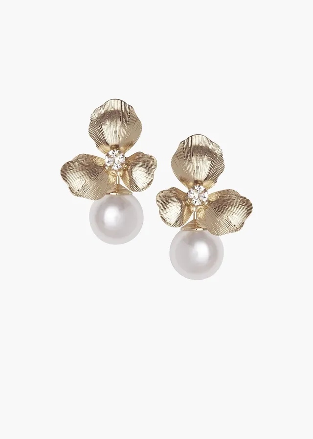 Elizabeth Bower Royal Orchid Perlen Ohrstecker Gold