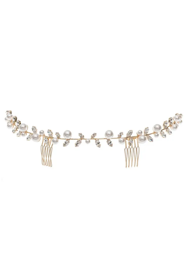 Elizabeth Bower Pearllum Garland Braut Haarkamm Gold