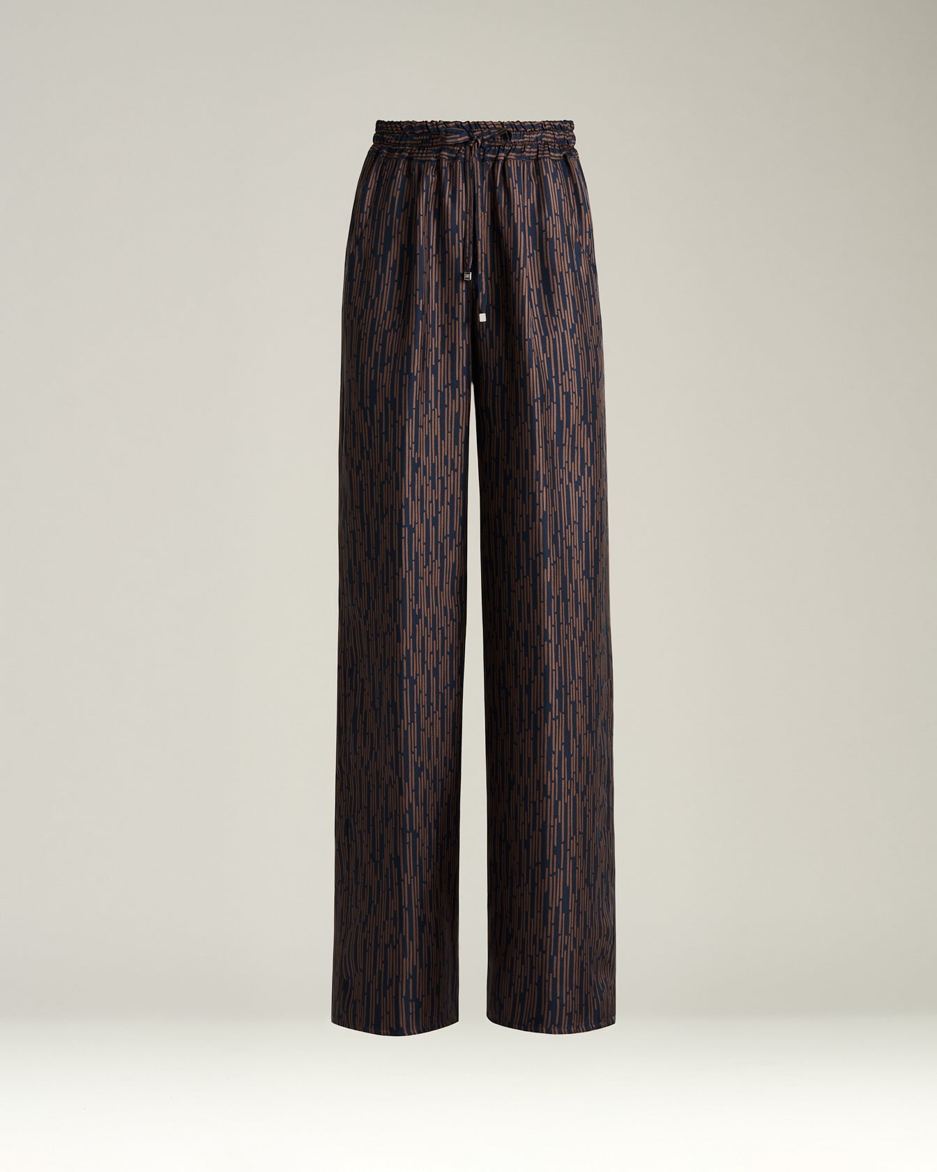 Kiton Palazzo Seidenhose Blau Braun Print Gr. 40 weit
