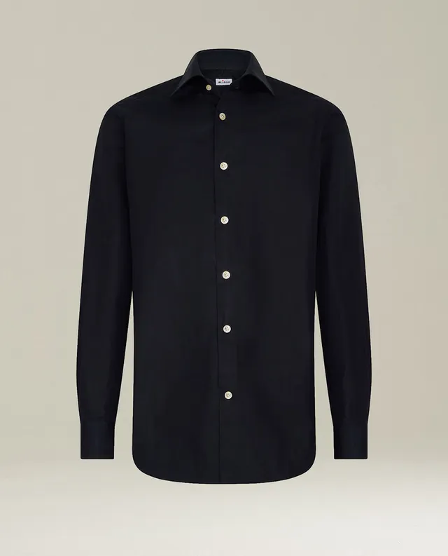 Kiton Shirts Black Cotton Shirt Hemd schwarz Baumwolle