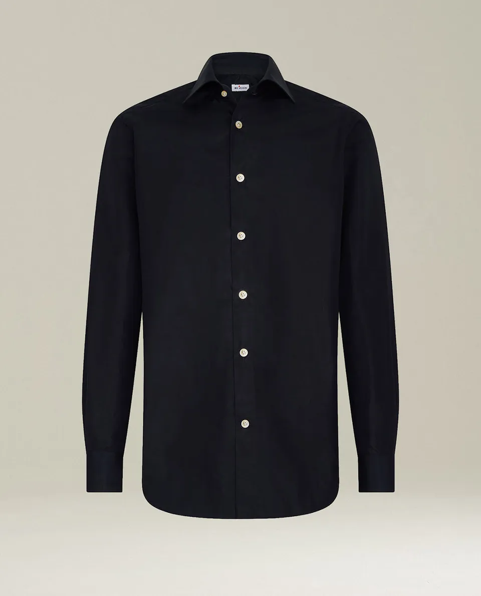 Kiton Shirts Black Cotton Shirt Hemd schwarz Baumwolle