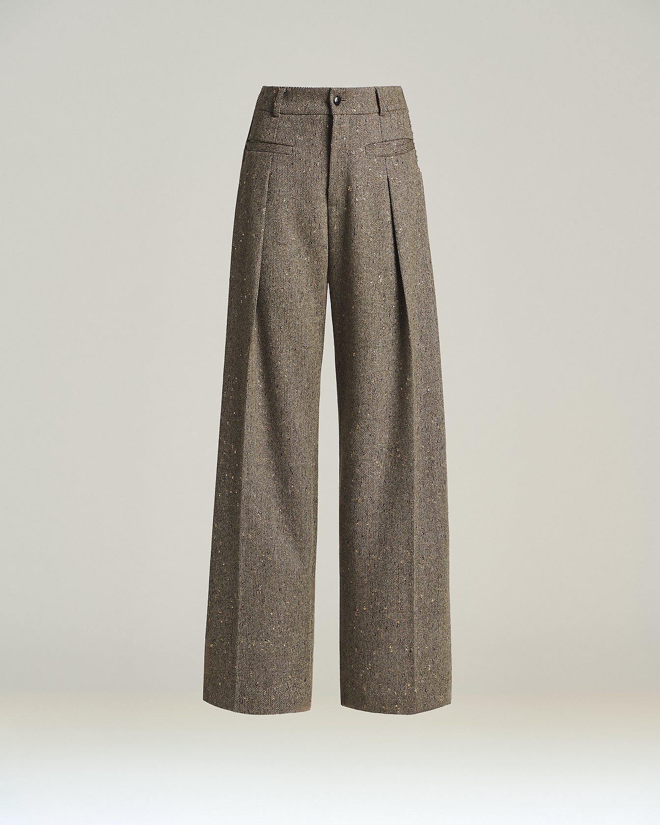 Kiton Brown Wool Bouclé High-Waist Hose Braun Gr.40