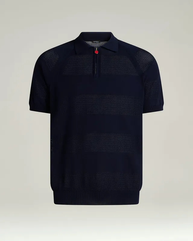 Kiton Polo Poloshirt Kurzarm Zip Baumwolle
