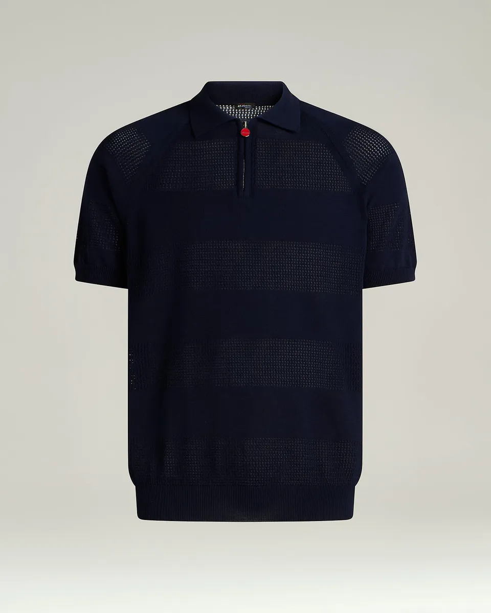 Kiton Polo Poloshirt Kurzarm Zip Baumwolle