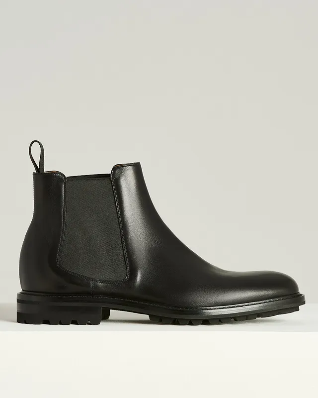 Kiton Shoes Chelsea Boots Kalbsleder Schwarz Größe 42