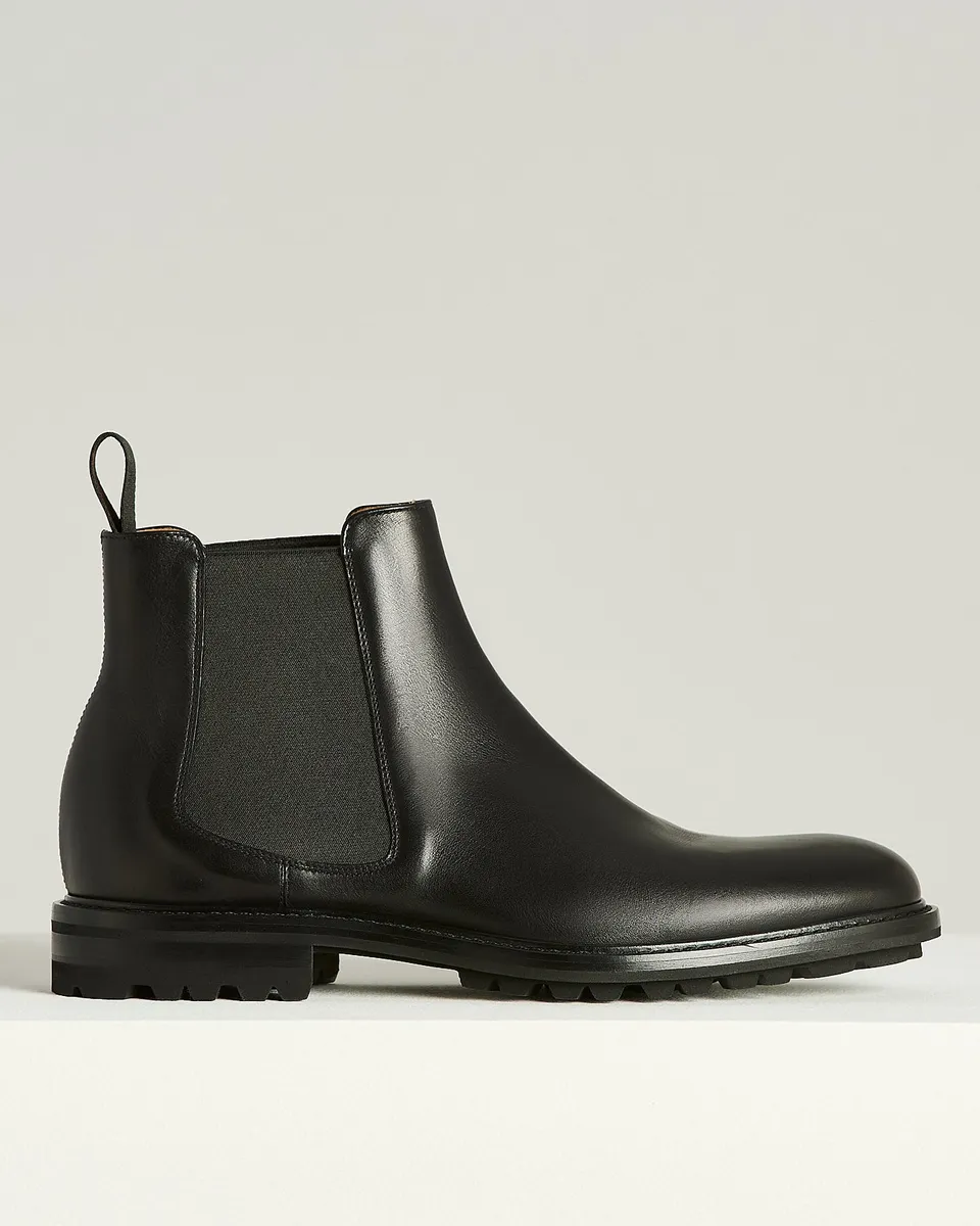 Kiton Shoes Chelsea Boots Kalbsleder Schwarz Größe 42