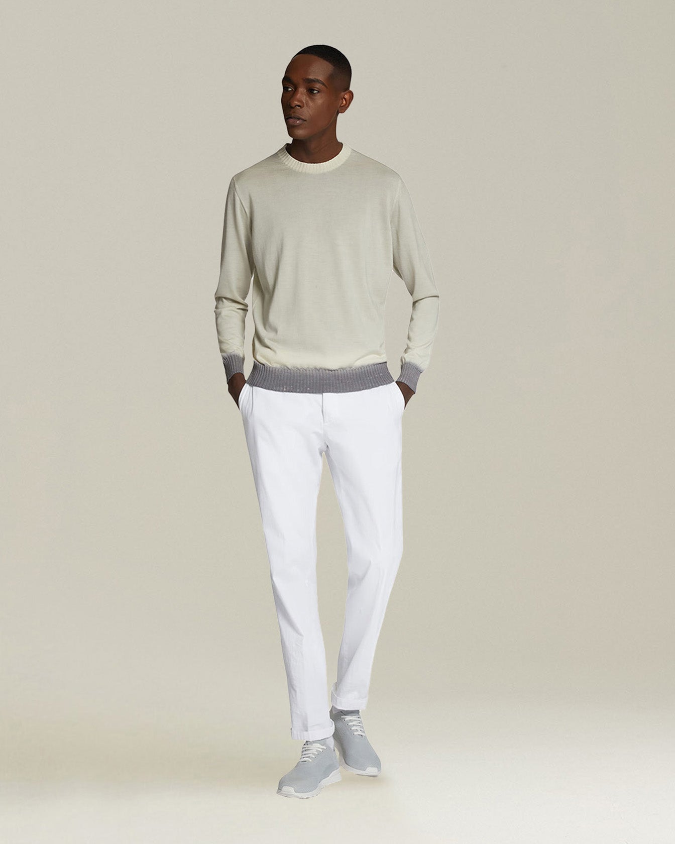 Kiton Pantaloni Cotone Hose Weiß Baumwolle Slim