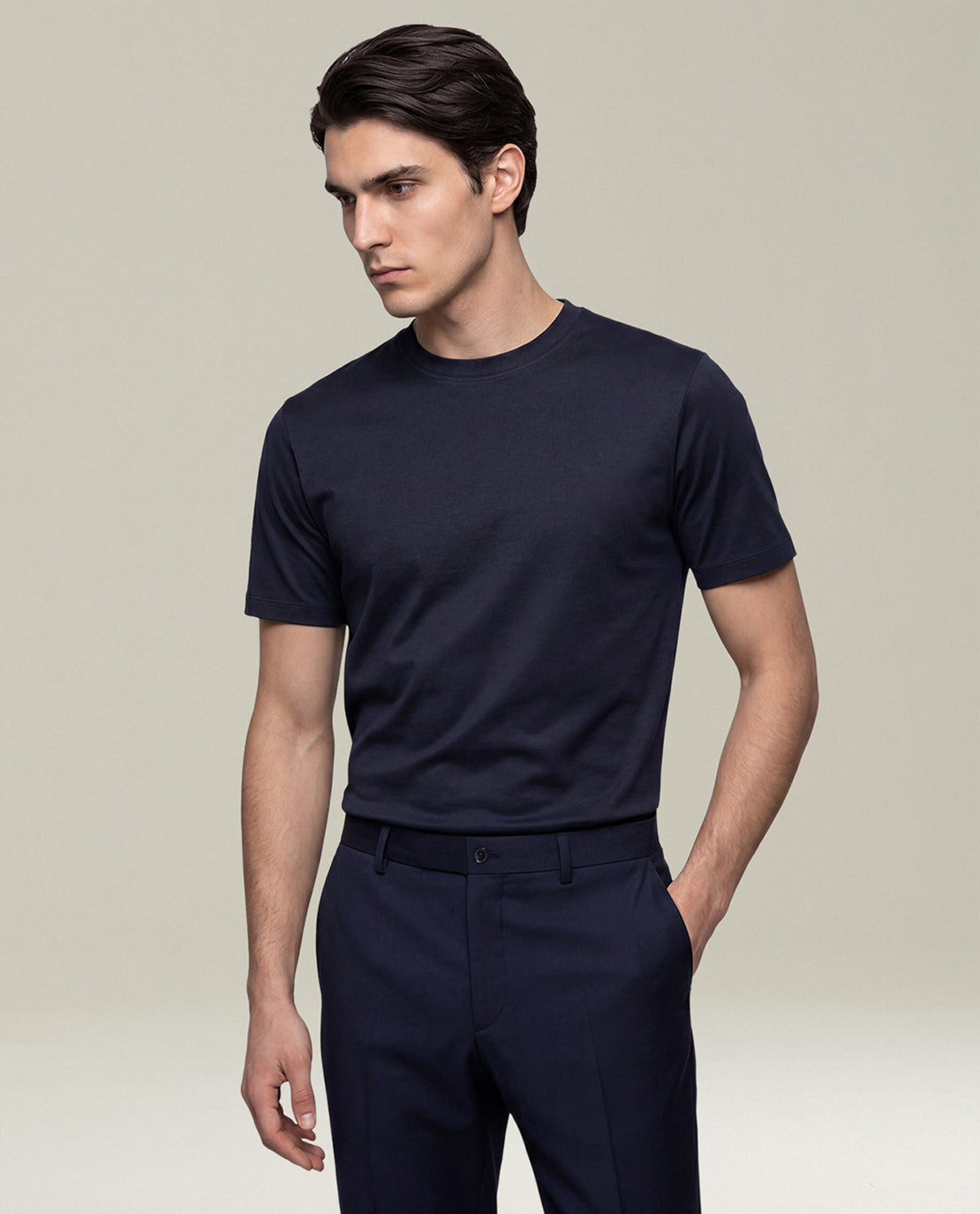 Kiton Navy Milano Cotton T-Shirt Blau L