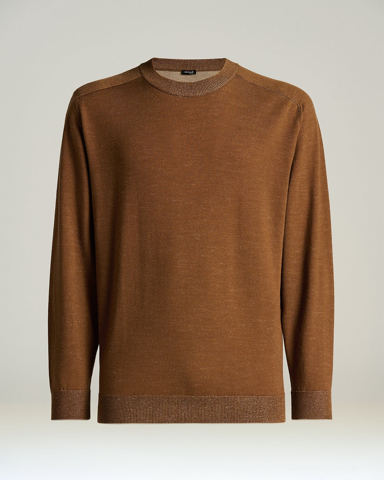Kiton Brown Virgin Wool Crew-Neck Pullover Braun Wolle