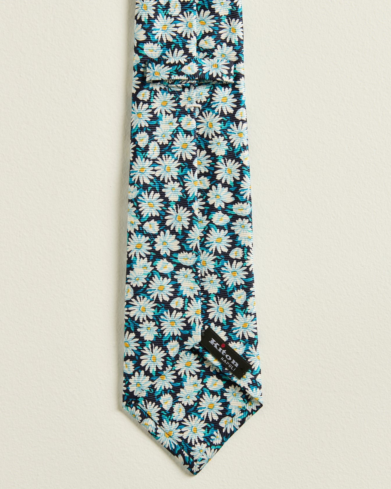 Kiton Seidenkrawatte Blau Grün Micro Floral 8,5 cm