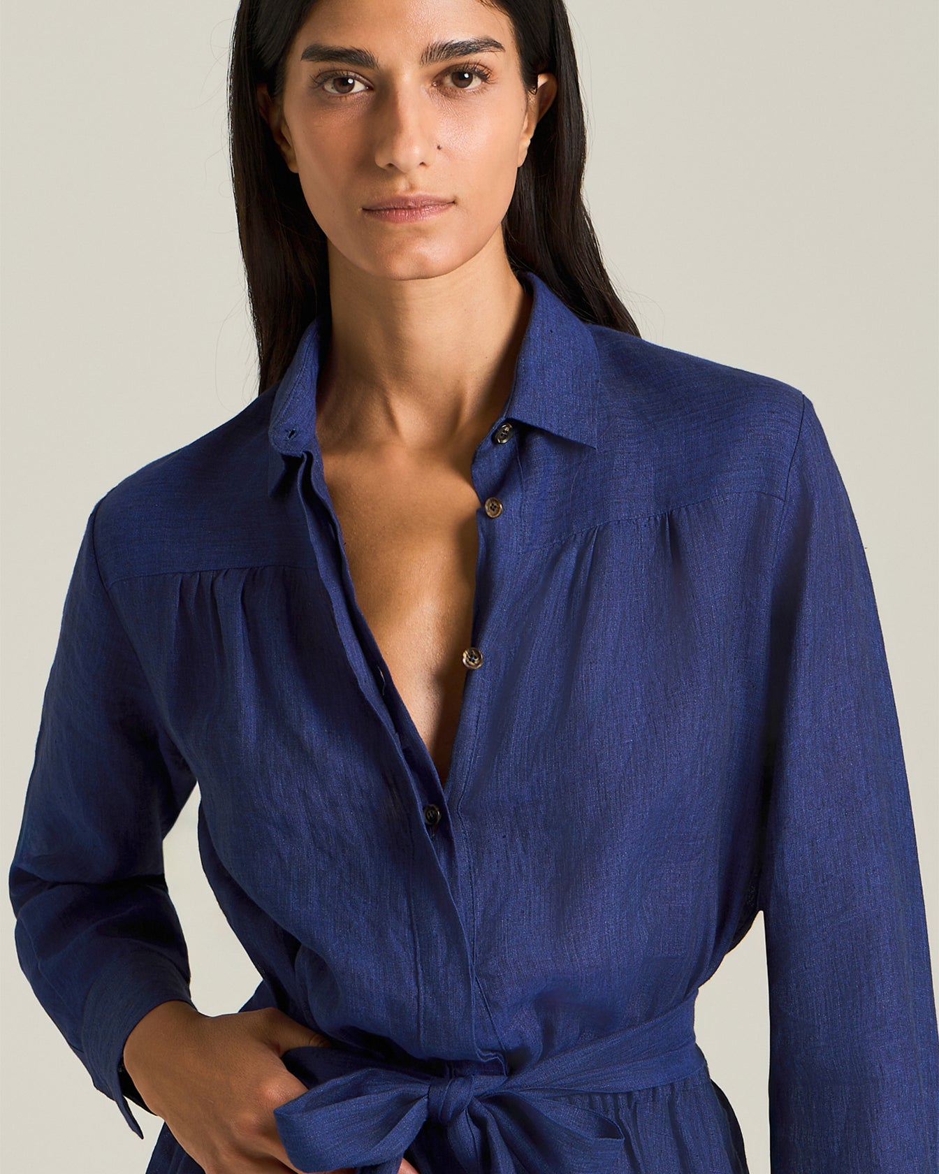 Kiton Dresses Linen Shirt Hemdkleid 40 Leinen