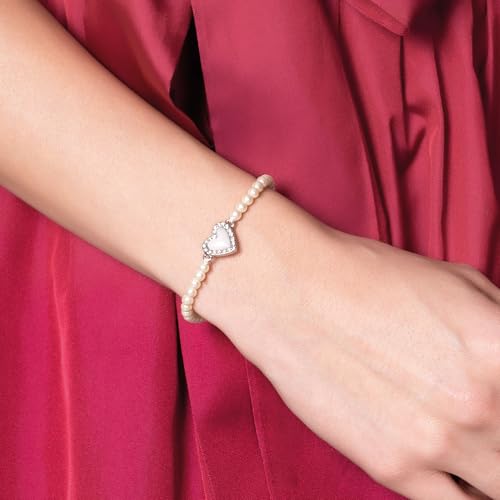 Alpenflüstern DAHEIM DAB084 Perlen-Trachten-Armband creme-weiß Herz