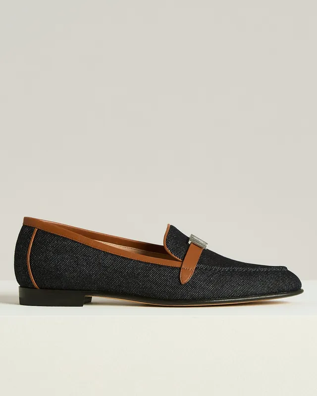 Kiton Loafer Denim-Kalbsleder Slipper blau Gr. 39