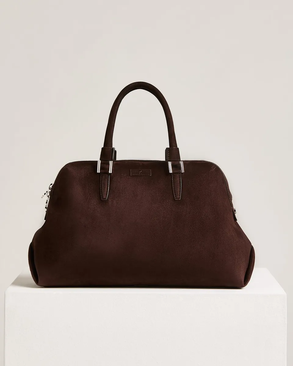 Kiton Kayly Handtasche Wildleder Braun Trapez Hand