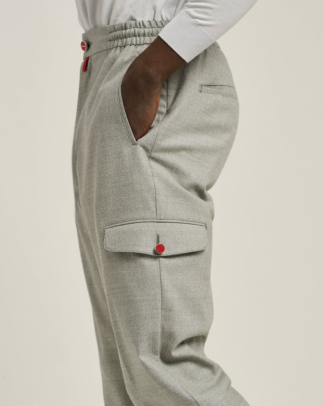 Kiton Cargo Wollhose Grau Melange Gr. 34
