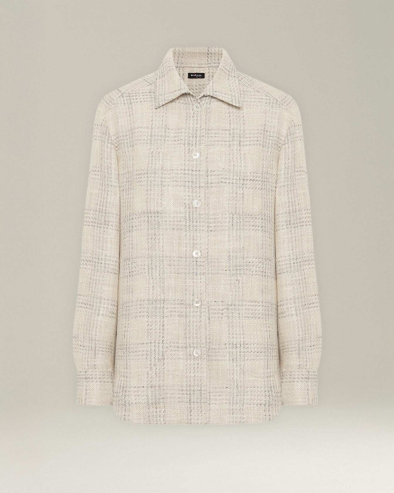Kiton Silk Linen Checked Overshirt kariert