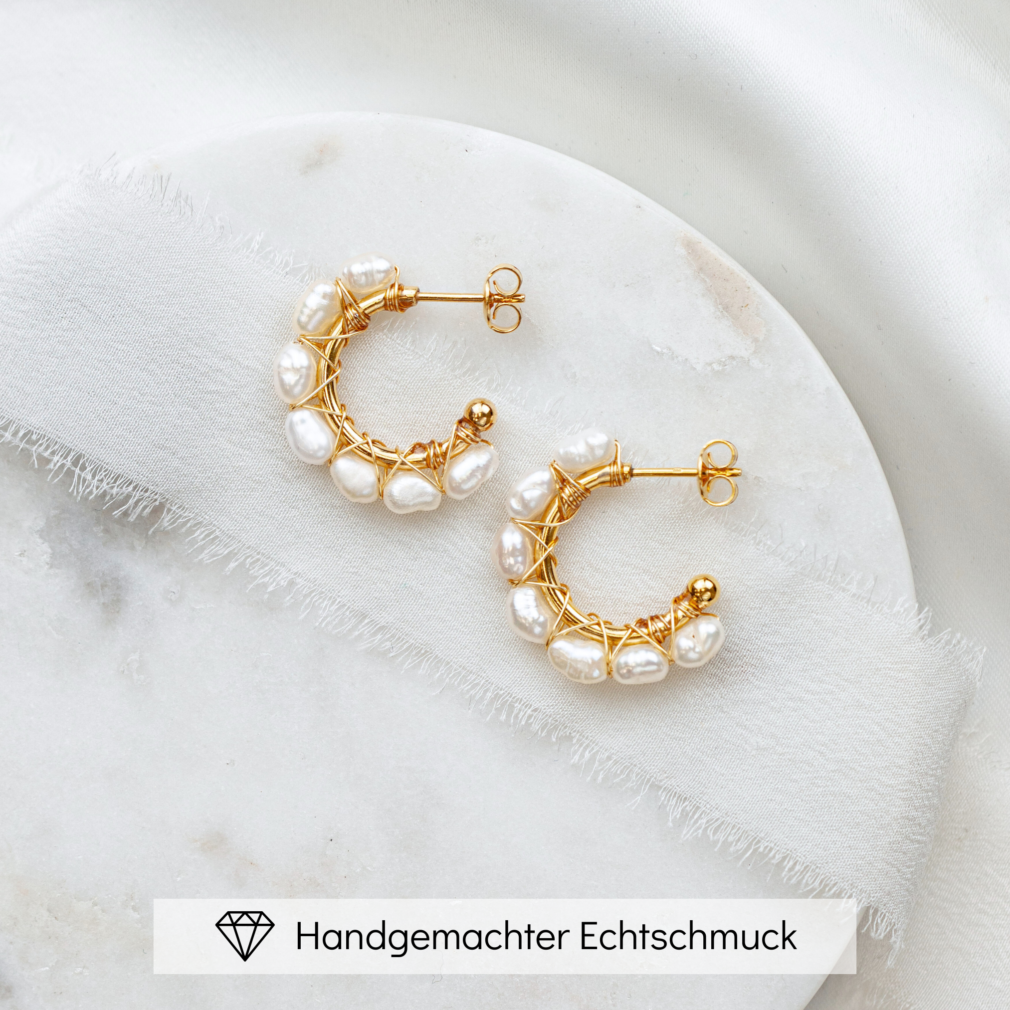 Perlenbräute Heidi Creolen Gold Süßwasserperlen 2,5 cm