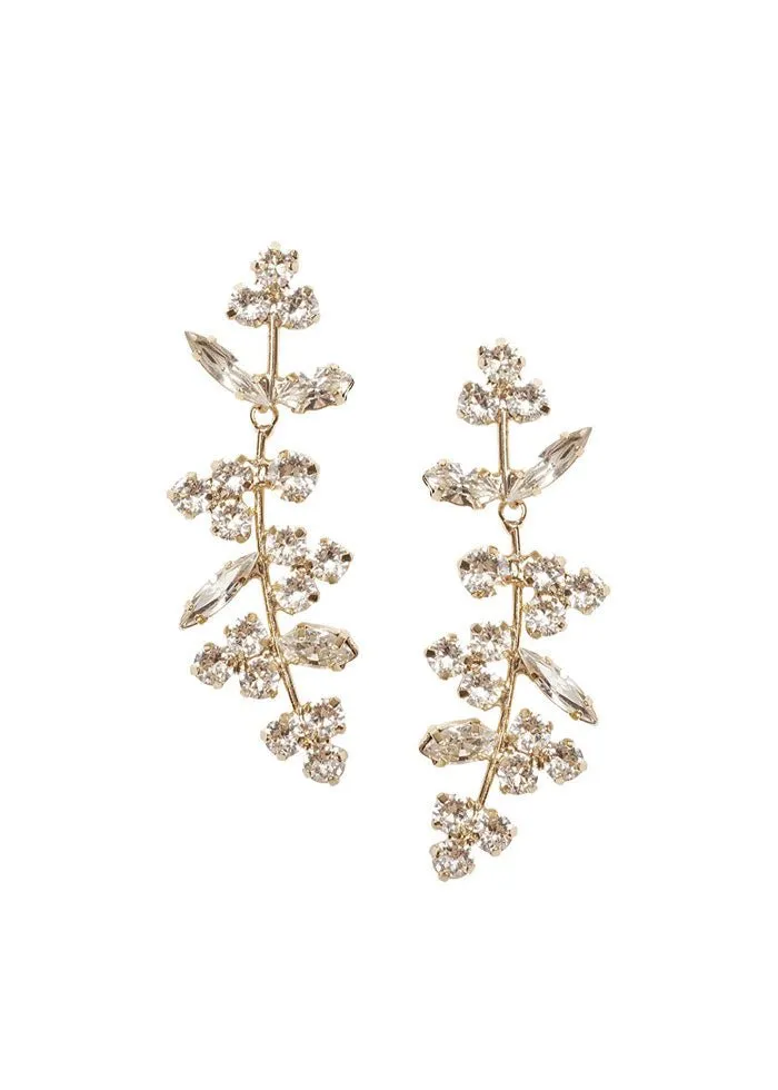 Elizabeth Bower Bud Crystal Braut Drop Ohrringe Rhodium