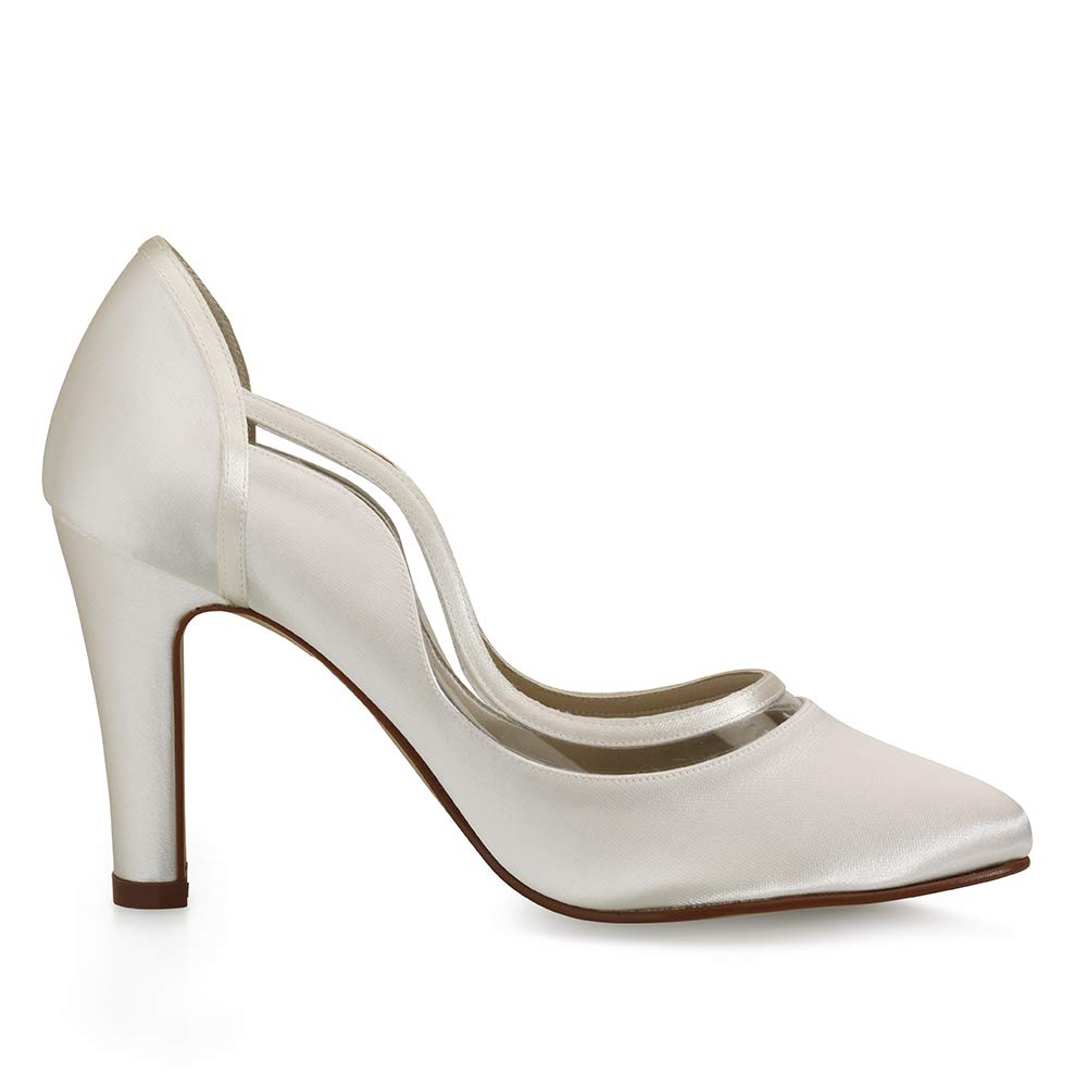 Rainbow Club Farrah Ivory Pumps Satin Blockabsatz 9 cm