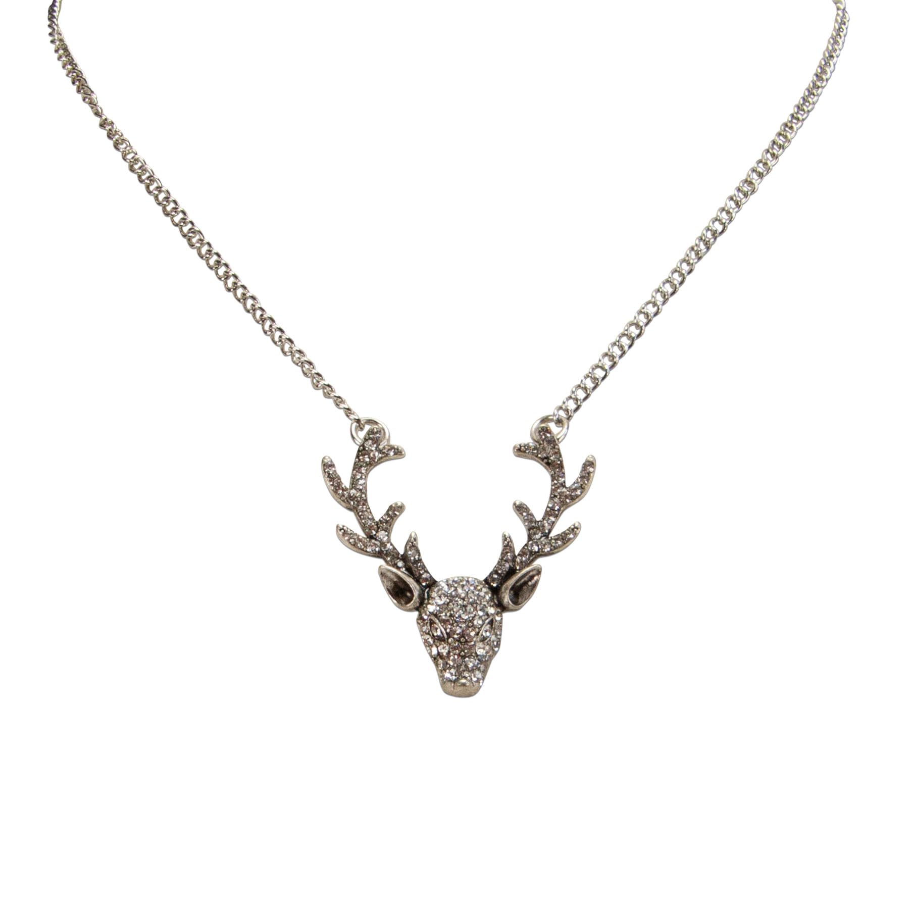 Alpenflüstern DAHEIM Glitzer-Hirsch DHK331 Kette antik-silber