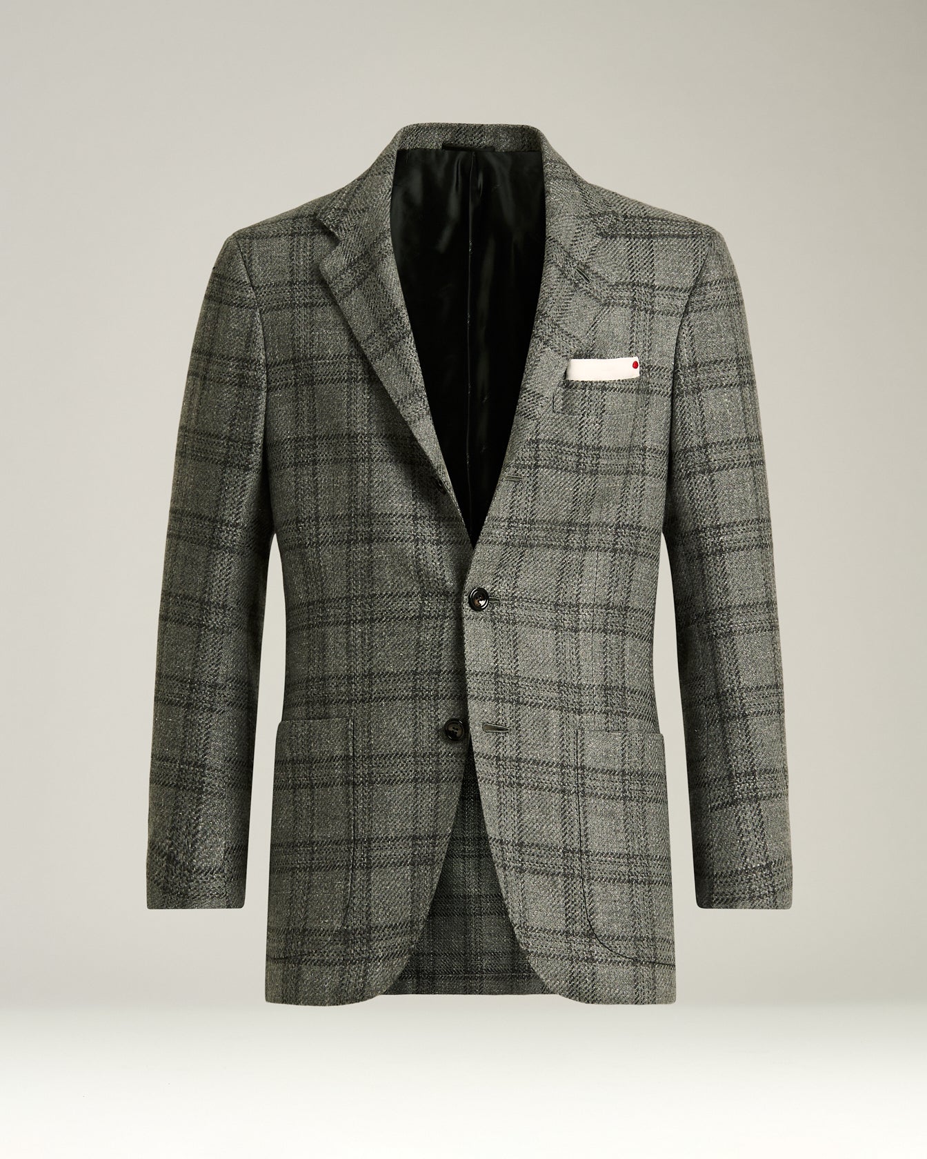 Kiton Jackets Sakko Hellgrau Karo Kaschmir Wolle Gr 50