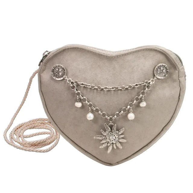 Alpenflüstern DAHEIM DTA064 Herztasche Dirndltasche Taupe-Grau