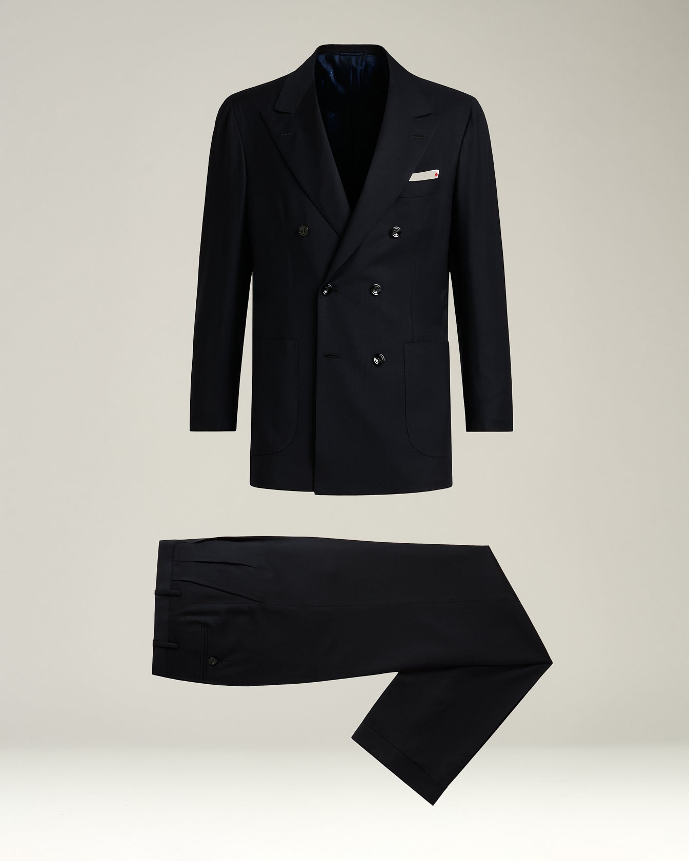 Kiton Suits Monochrome Zweireiher Anzug Wolle Blau Gr. 50