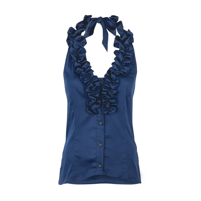 Rettl WOMEN Gerda Bluse Neckholder-Bluse Blau Stretch