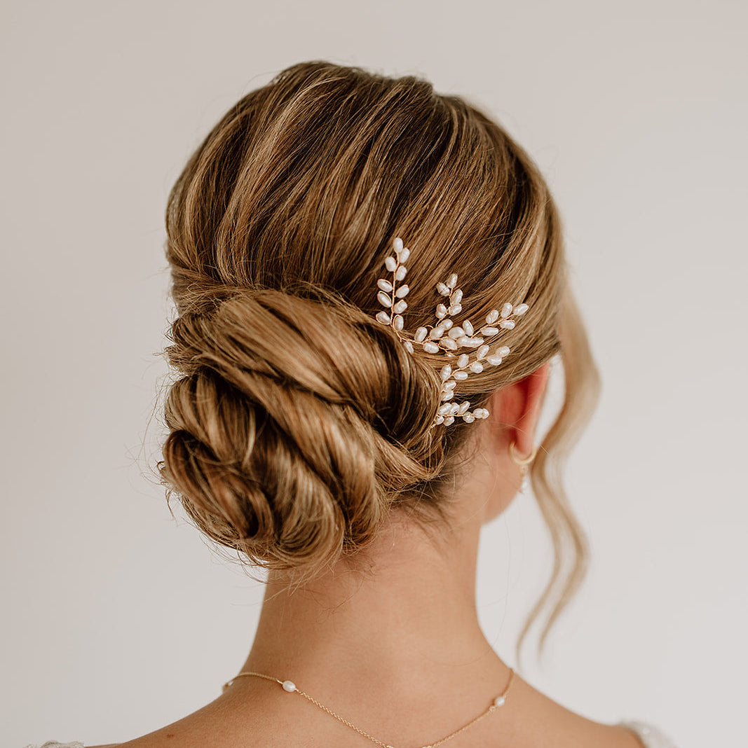 Perlenbräute Amelie Haarnadeln Brautschmuck Gold 3er Set