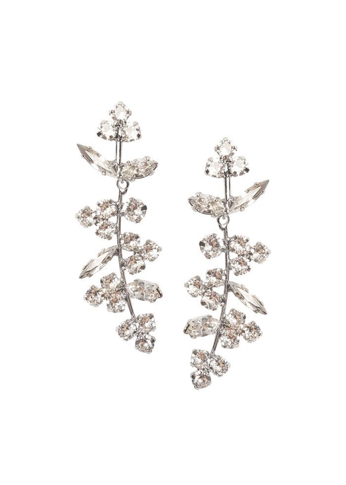 Elizabeth Bower Bud Crystal Braut Drop Ohrringe Rhodium