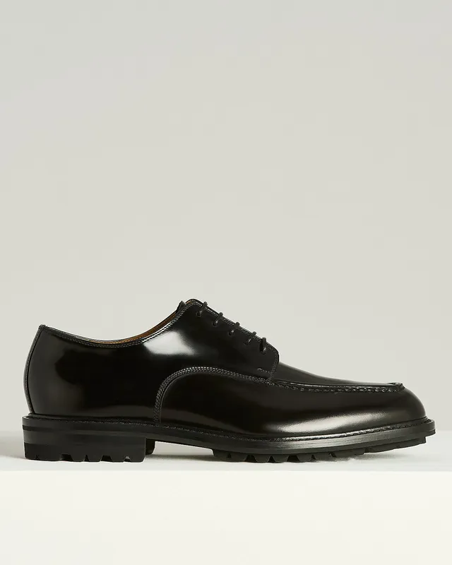 Kiton Shoes Derby Schwarz Kalbsleder Profilsohle
