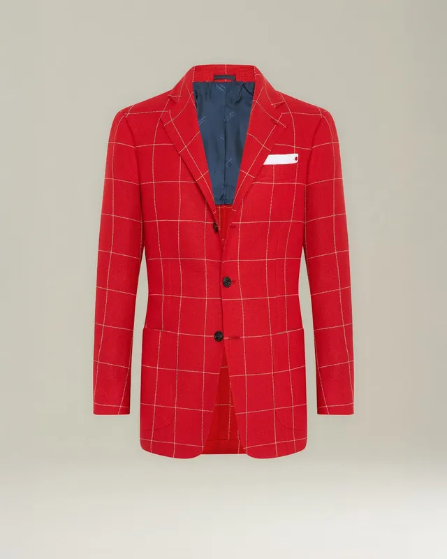 Kiton Blazer Kariert Kaschmir Leinen Herren Gr. 50