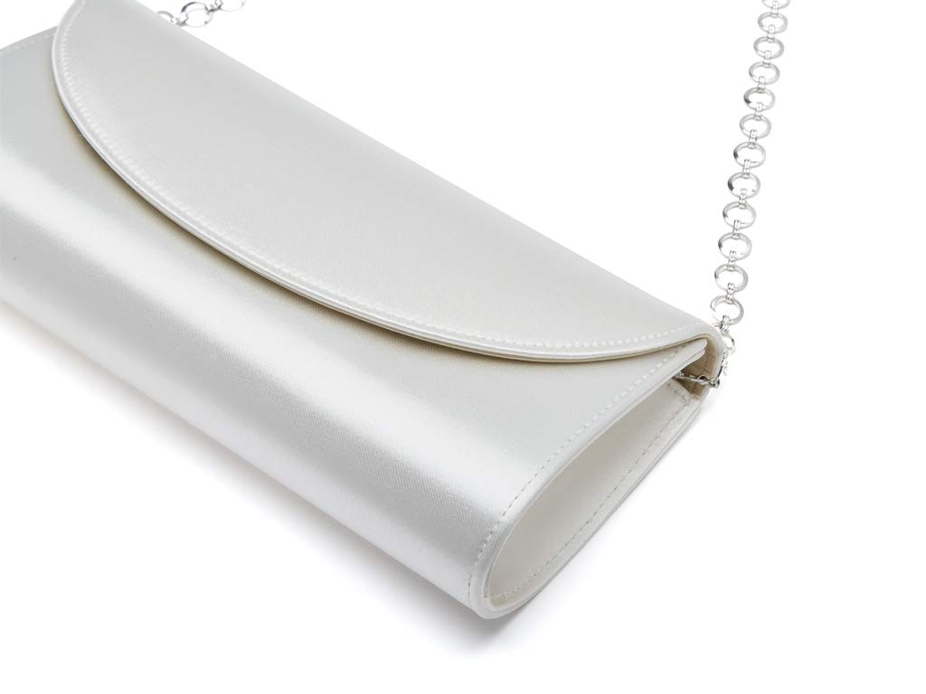 Rainbow Club Handbags Celinde Clutch Ivory Satin Kette