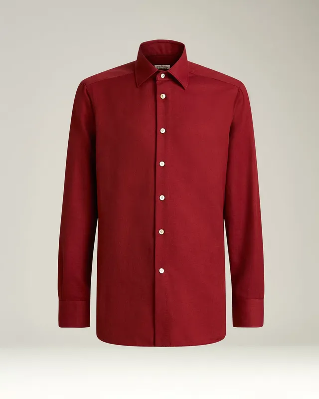 Kiton Flanell Hemd Baumwolle Burgund Größe 40