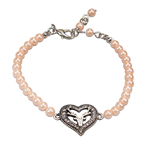 Alpenflüstern DAHEIM DAB075 Perlenarmband Strassherz-Hirsch antik-silber